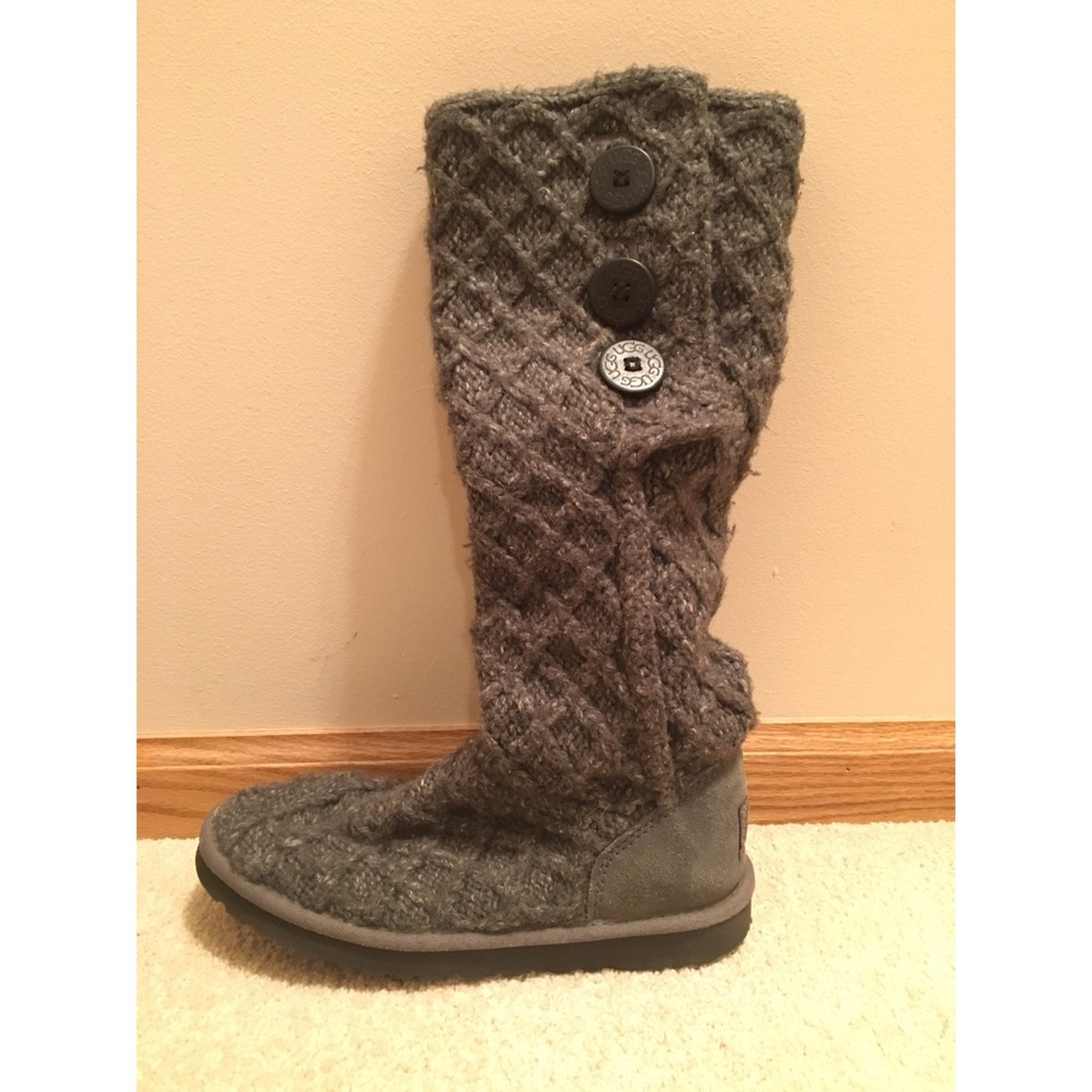 Lattice Cardy Wool Knit Boots